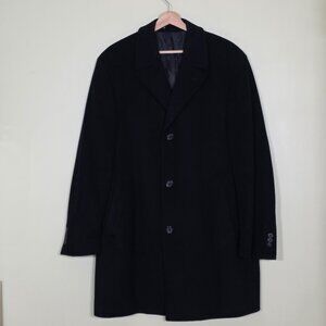 Lauren Ralph Lauren Overcoat Men 42R Black Wool Cashmere Blend Lined Preppy FLAW